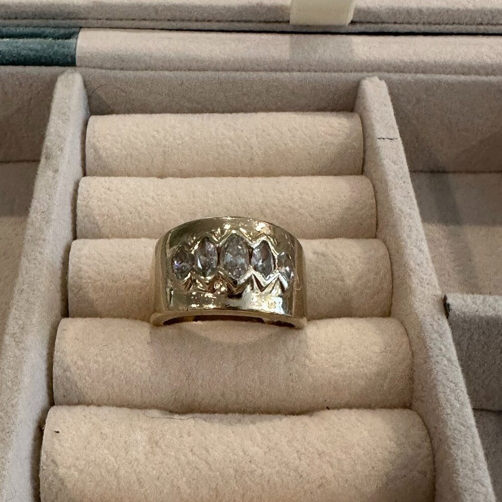Gold and Diamond Cigar Band Ring
